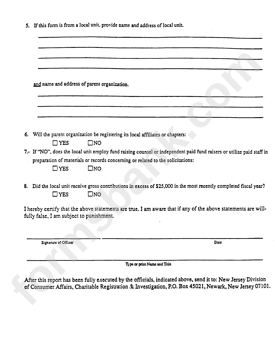 Form Cri-100c - Supplementary Questionnaire - Parent Organization/local Unit