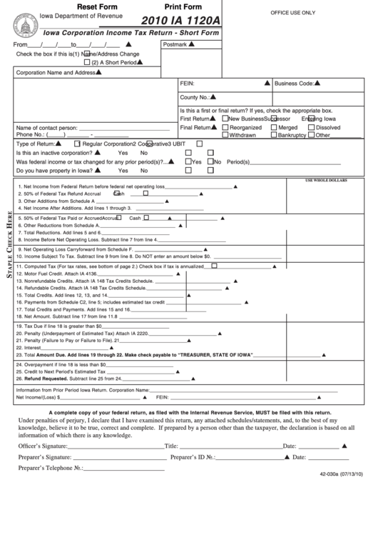 fillable-form-ia-1120a-iowa-corporation-income-tax-return-short