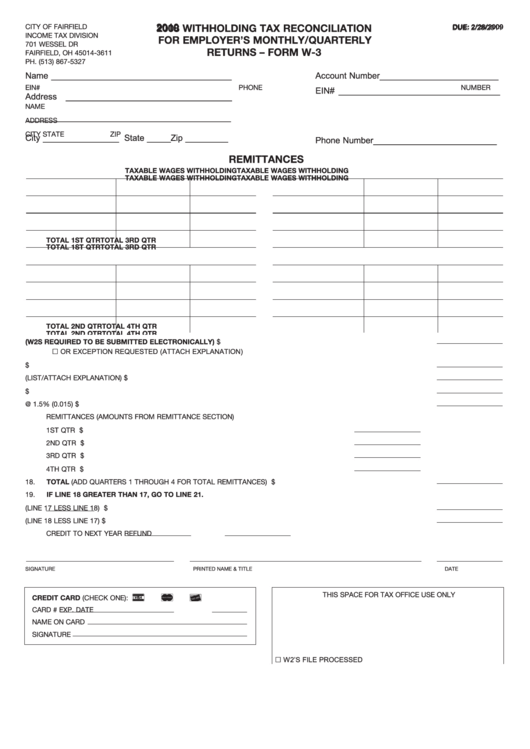 Form W-3 -For Employer