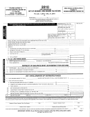 Income Tax Return Form - City Of Ontario - 2010 Printable pdf