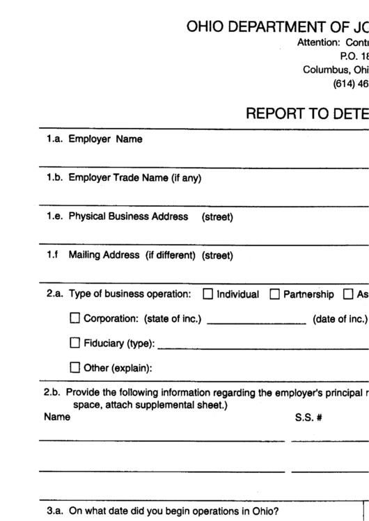 Form Jfs 66300 - Report To Determine Liability - Ohio Department Of Job And Family Services Printable pdf