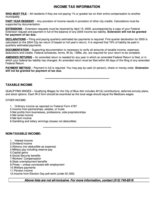 Form W-2 - Income Tax Information Printable pdf