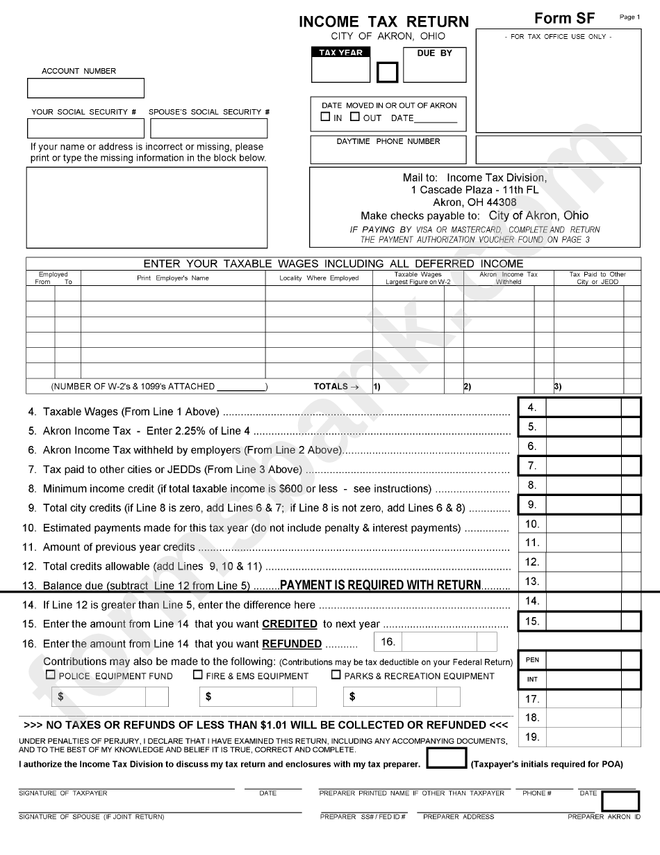 form-sf-income-tax-return-city-of-akron-ohio-printable-pdf-download