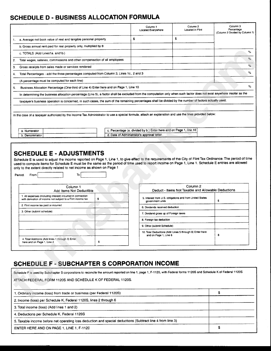 Form F1120 - Income Tax - 2004 Corporation Return - City Of Flint
