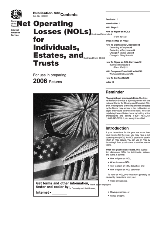 Publication 536 - Net Operating Losses (nols) For Individuals, Estates, And Trusts - Internal Revenue Service - 2006