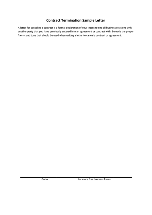 Contract Service Termination Letter Sample Printable pdf