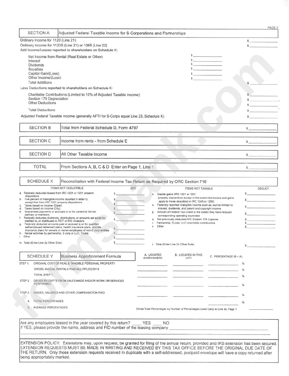 Form Br-2004 - Lebanon Tax Return - Ohio