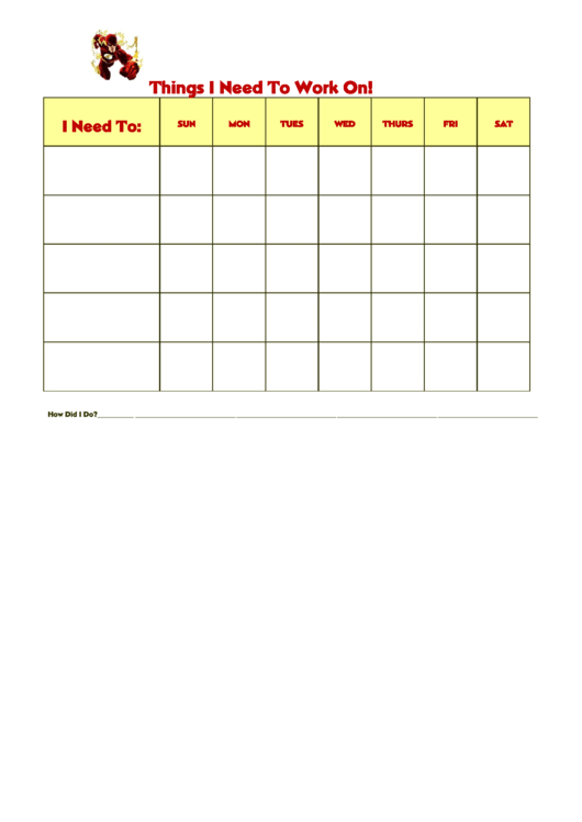 Things I Need To Work On Behaviour Chart - The Flash Printable pdf