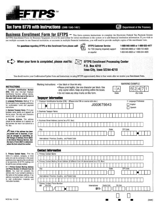 Eftps Direct Worksheet Long Form