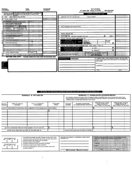 Computation Of Tax Form - City Of Rifle Printable pdf