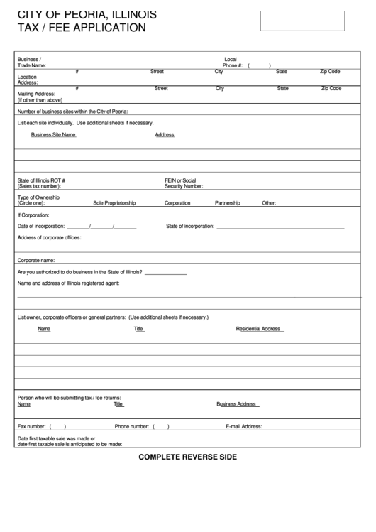 Tax / Fee Application - Accounts Receivable Office Printable pdf