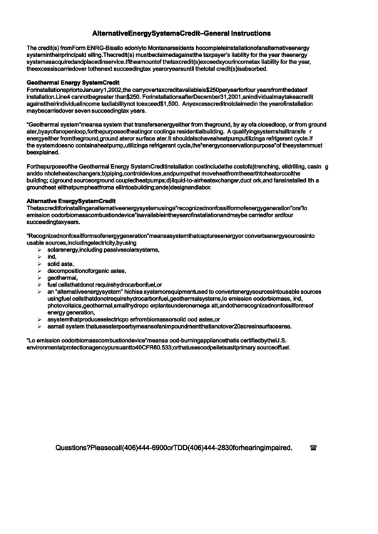 Instructions For Form Enrg-B - Alternative Energy Systems Credit Printable pdf