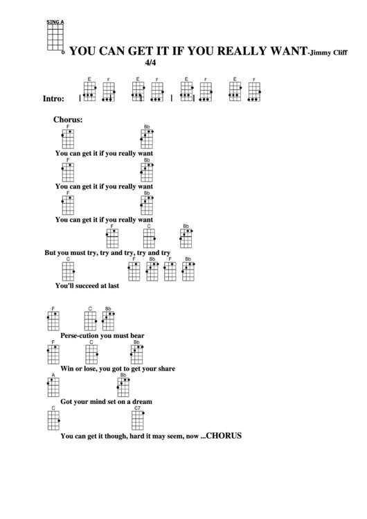 Jimmy Cliff - You Can Get It If You Really Want Sheet Music Printable pdf