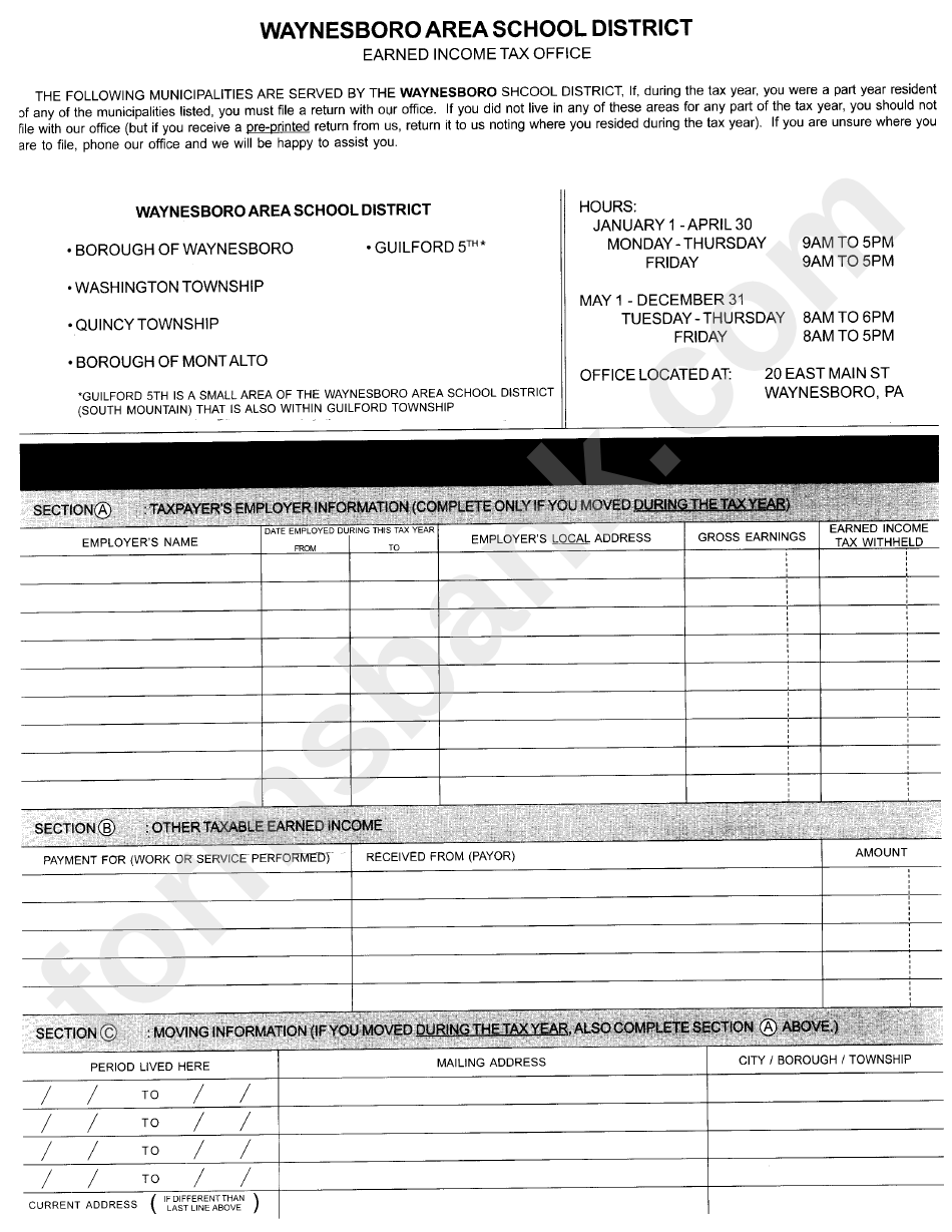 Form 531 - Local Earned Income And Net Profits Tax Return - 2008