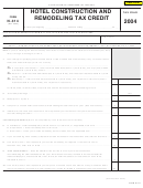 Fillable Form N-314 - Hotel Construction And Remodeling Tax Credit - 2004 Printable pdf