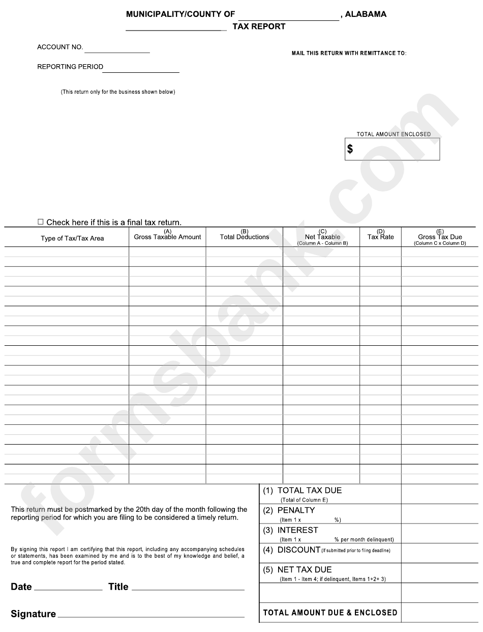 Tax Report Form - Standard Deduction Summary Table
