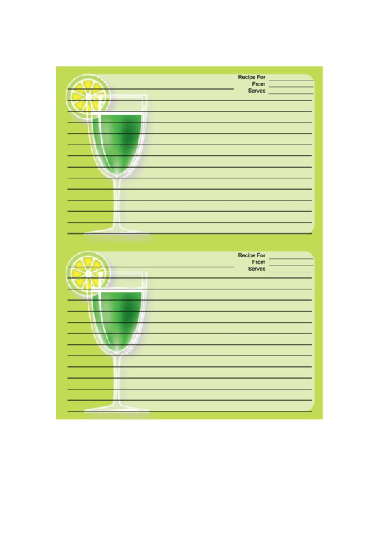 Colorful Green Cocktail Recipe Card Template Printable pdf