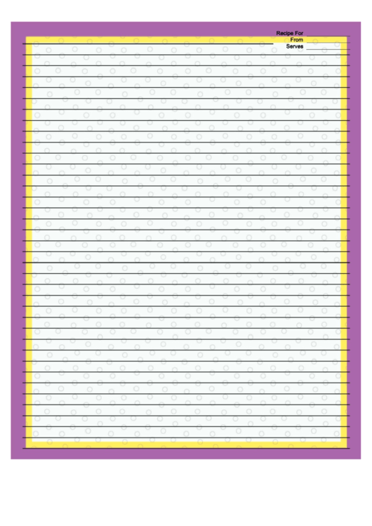 Purple Yellow Border Recipe Card 8x10 Printable pdf