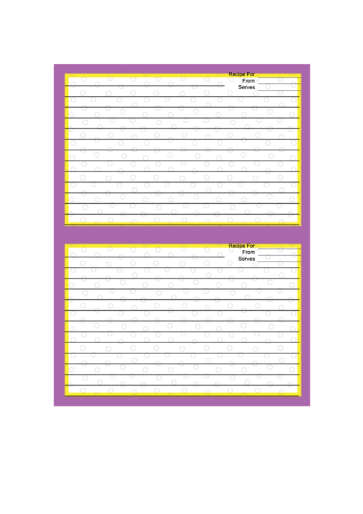 Purple Yellow Border Recipe Card Template Printable pdf