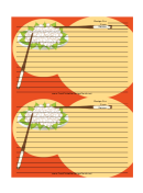 Red Chopsticks Recipe Card Template