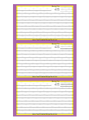 Purple Yellow Border Recipe Card Template