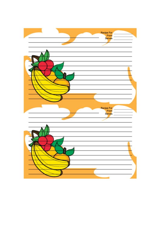 Banana Orange Cherry Orange Recipe Card Template Printable pdf