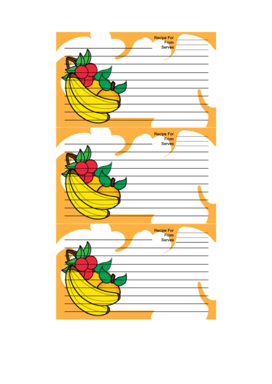 Banana Orange Cherry Orange Recipe Card Template Printable pdf