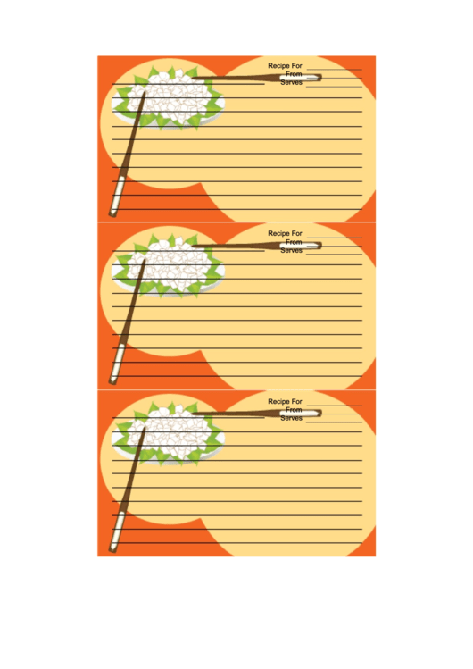 Red Chopsticks Recipe Card Template Printable pdf