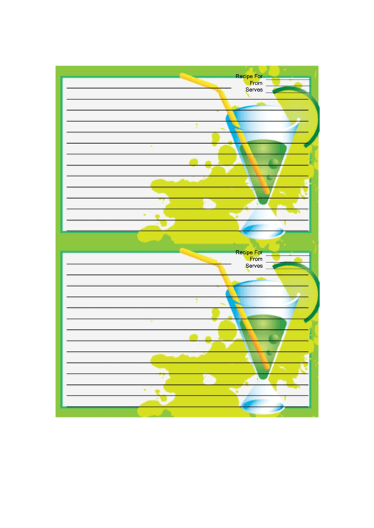 Green Cocktail Recipe Card 4x6 Template Printable pdf
