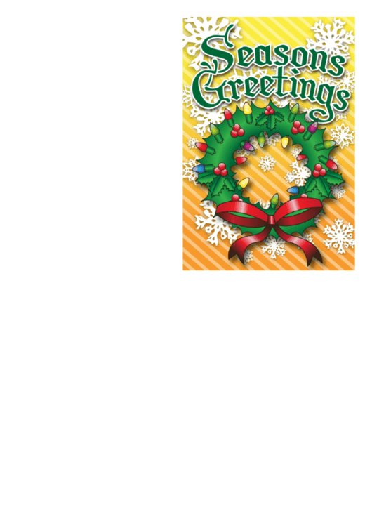 Seasons Greetings Wreath Card Template Printable pdf
