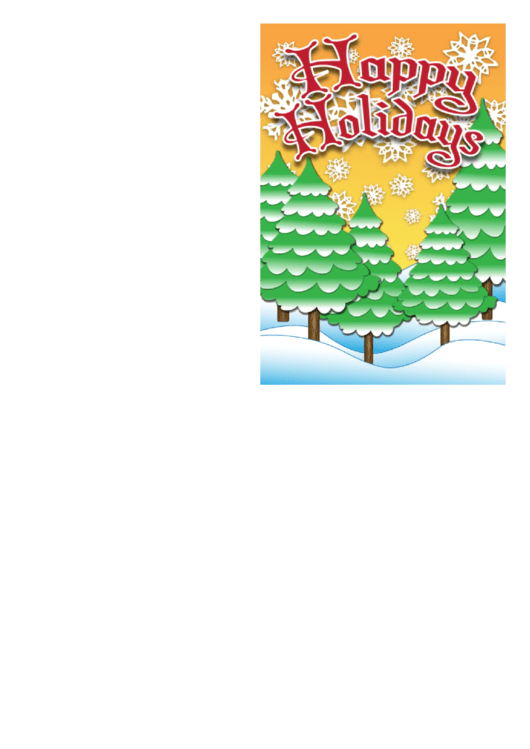 Happy Holidays Winter Trees Card Template Printable pdf
