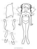 Fairy Paper Doll With Curly Hair To Color