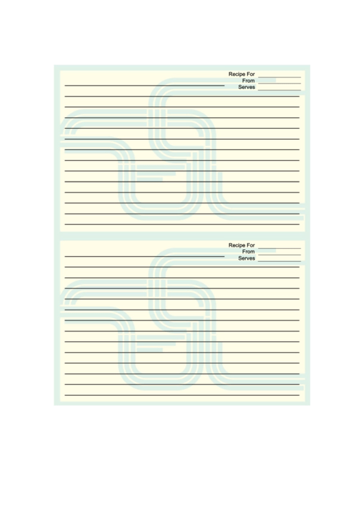 Blue Curves Recipe Card Template 4x6 Printable pdf