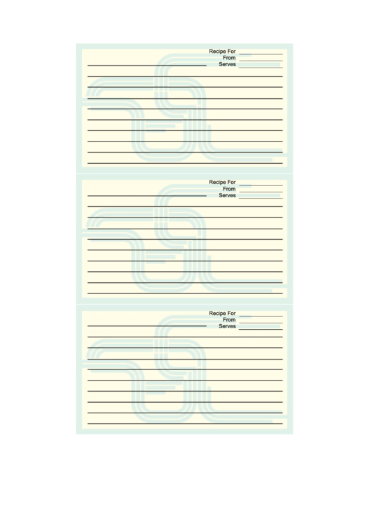Blue Curves Recipe Card Template Printable pdf