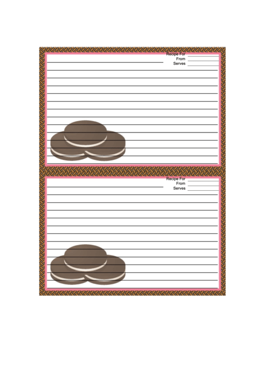 Sandwich Cookies Brown Recipe Card Template 4x6 Printable pdf