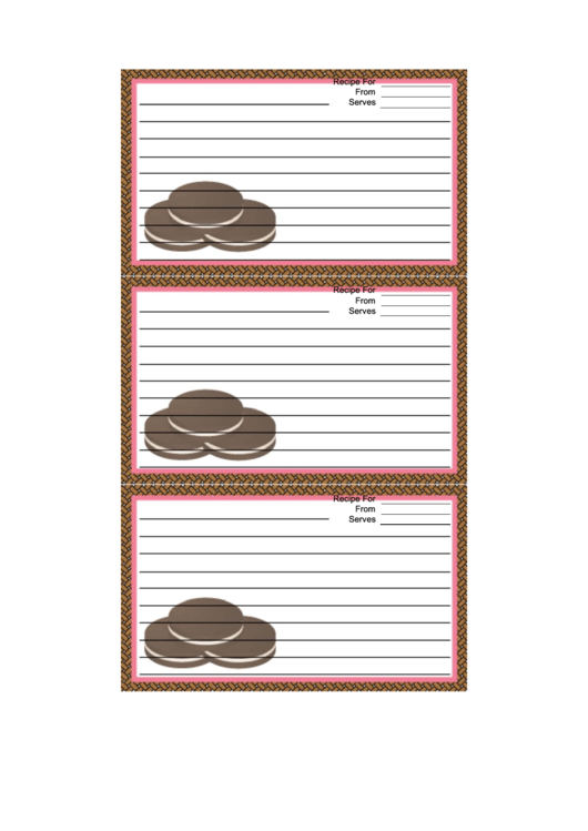 Sandwich Cookies Brown Recipe Card Template Printable pdf