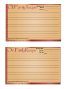 Old Family Recipe Card Template
