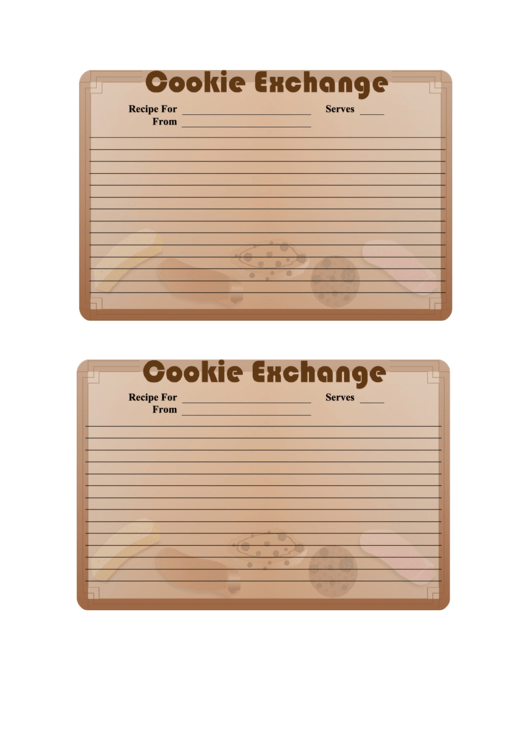 Cookie Exchange Recipe Card Template Printable pdf