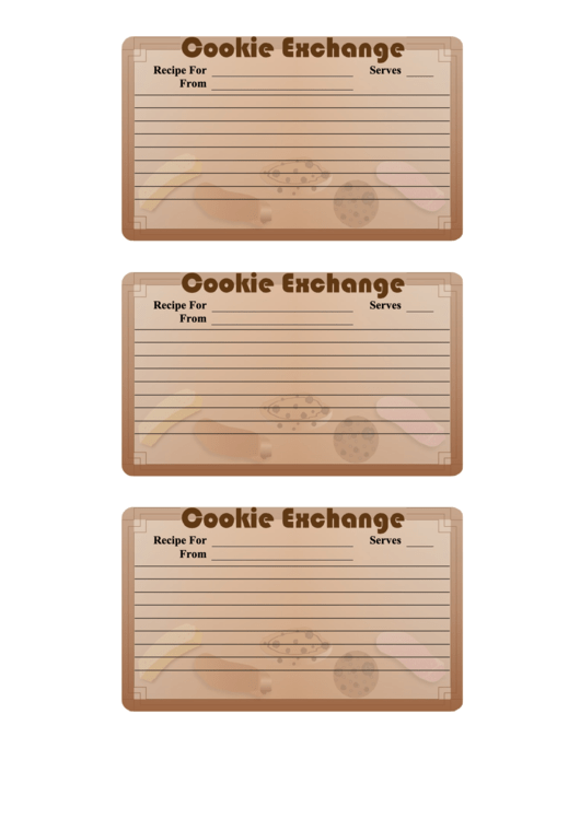 Cookie Exchange Recipe Card Template Printable pdf