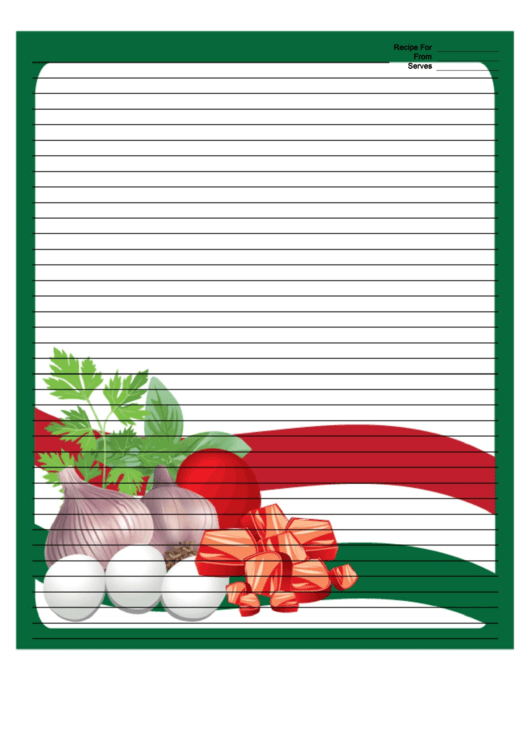 Italian Meat Eggs Herbs Green Recipe Card 8x10 Printable pdf