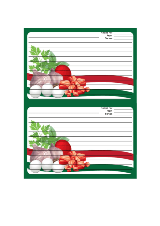 Italian Meat Eggs Herbs Green Recipe Card 4x6 Template Printable pdf
