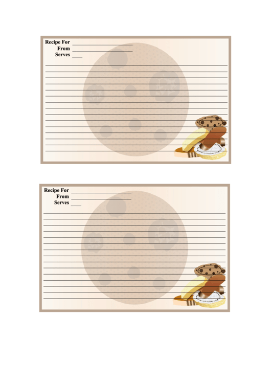 Cookies Recipe Card Template Printable pdf