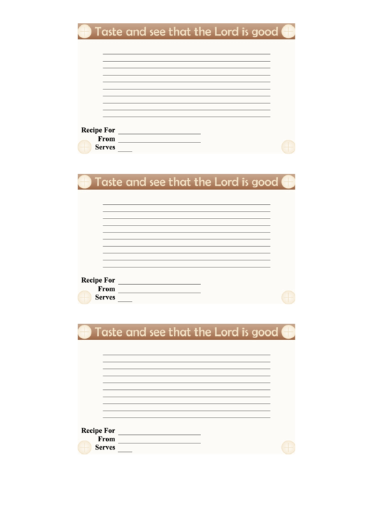 Religious Lined 3x5 Recipe Card Template Printable pdf