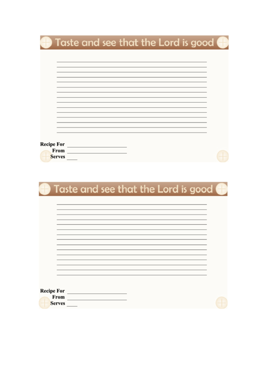Religious Lined 4x6 Recipe Card Template Printable pdf