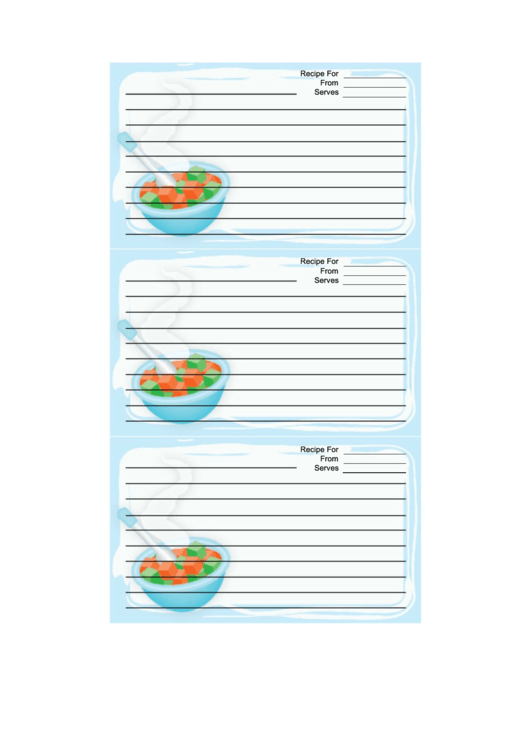 Baby Food Blue Recipe Card Template Printable pdf