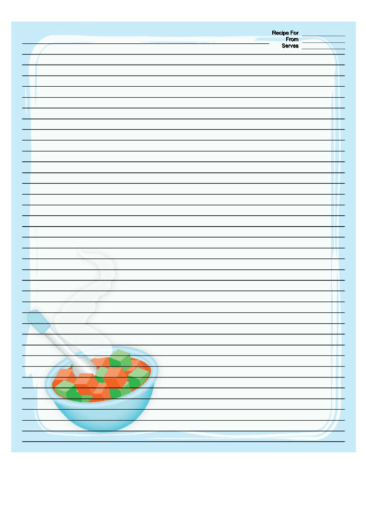 Baby Food Blue Recipe Card 8x10 Printable pdf