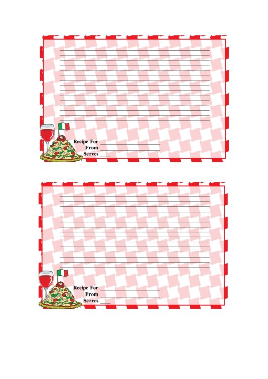 Italian Lined 4x6 Recipe Card Template Printable pdf