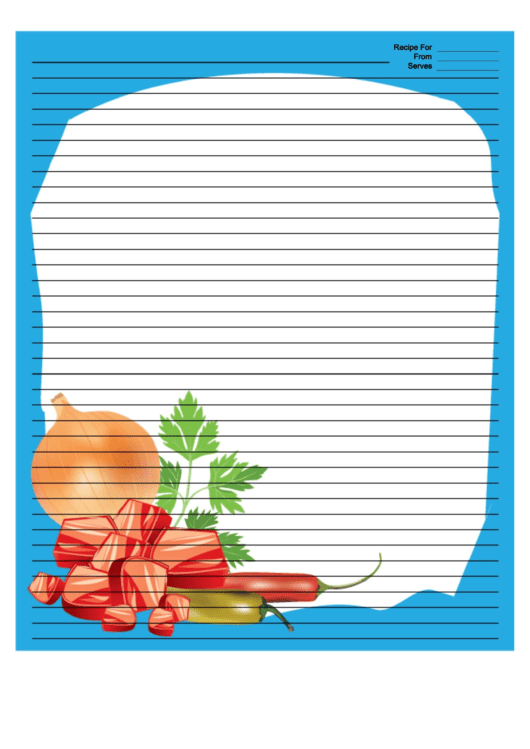 Meat Chilis Onion Cilantro Blue Recipe Card 8x10 Printable pdf
