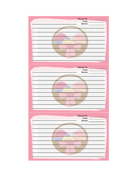 Easter Basket Pink 3x5 Recipe Card Template Printable pdf