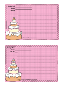 Cake 4x6 Lined Recipe Card Template
